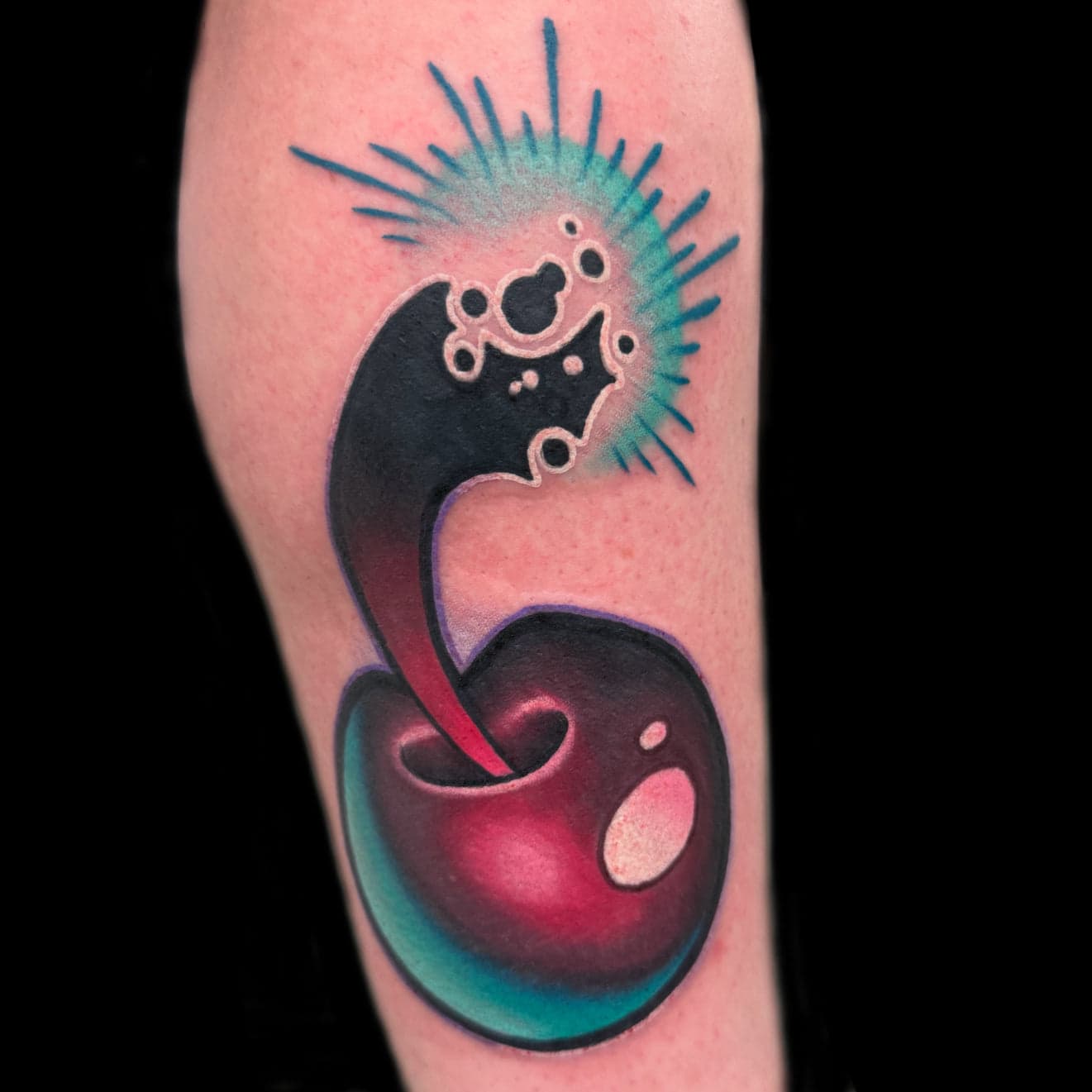 New school cherry bomb tattoo by Jeremy Miller